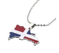 Halskette Mit Karte Der Dominikanischen Republik,Personalisierter Trendiger Anhänger Mit Öltropfenflagge,Karte Der Dominikanischen Republik,Langkettige Länderhalskette,Patriotischer Schmuck,Geschen