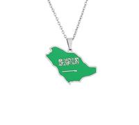Halskette Mit Karte Von Saudi-Arabien-Anhänger Für Damen Und Herren - Halskette Mit Karte Und Flagge Von Saudi-Arabien,Vintage-Buchstaben-Kartenschmuck,Modischer Kartenanhänger,Personalisierter Pa