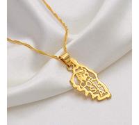 Halskette Mit Karten Anhänger - Insel Korsika Karte Halskette, Vintage Hohle Karte Kontur Anhänger, Hohle Frauen Männer Ethnischer Charme Mode Polieren Halskette Schmuck, Mädchen Unisex, Gold,