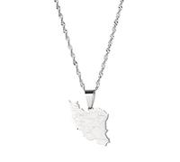 Halskette Mit Karten Anhänger - Iran Karte Anhänger Halskette, Ethnischer Charme Landkarte Halsketten Mit Stadtname, Für Männer Frauen Patriotische Karten Anhänger Dünne Kette Schmuck Geschenk
