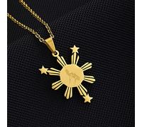 Halskette Mit Karten Anhänger - Land Philippinen Karte Anhänger Halskette,Charm Anhänger Karten Dünne Kette Halsketten, Hip Hop Karte Ethnischer Schmuck,Für Paar Jubiläum Party Geschenk,Gelb,50Cm