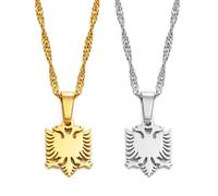 Halskette Mit Kartenflaggen-Anhänger - 1 Cm Kleiner Mini-Halsketten Mit Albanischem Adler-Anhänger, Gelb/Weiß, Ethnischer Schmuck Für Mädchen, Halskette Für Damen Und Herren, Schmuck, Urlaub,