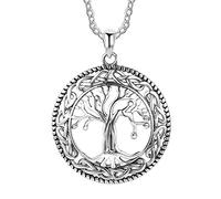 Halskette mit rundem anhänger „Baum des Lebens“ aus 925er sterlingsilber, damenschmuck, Geburtstagsgeschenk für oma