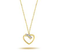 Halskette mit Tria-Diamant Herz Anhänger in 585'er 14 Karat Gelbgold