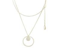 Halskette, New Nordic, Kette versilbert mit Anhängern Ring und Platte, 1273S 1 St