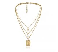 Halskette Punk Multi Layer Imitation Pearl Choker Halskette Square Rose Flower Anhänger Halskette Frauen Schmuck Anhänger Halskette für Frauen