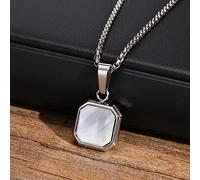 Halsketten-Anhänger für Herren stilvoll geometrisch quadratisch Stein-Halsketten Muschel-Anhänger mit Box-Kette lässig männlich Jungen Halsband Geschenke Schmuck Schmuck Geburtstagsgeschenke