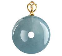 Halsketten für Frauen, natürlicher Jadeit, blaues Wasser, Friedensschnallen-Anhänger, eisige Jade, 18 Karat eingelegte Halskette