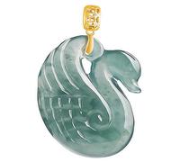 Halsketten für Frauen, natürlicher Jadeit-Schwanen-Anhänger aus 18 Karat Gold mit eingelegter eisiger Jade, Damen-Halskette