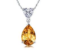 Halsketten für Frauen und Mädchen, Tropfenform, 2,6 Karat, Citrin-Anhänger, Halskette, 45,7 cm, Schmuck, Halsreif, Haushalt