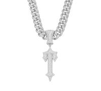 Halsketten Herren Hip hop Ketten Anhänger Frauen damenkette Rapper Anhänger Hip-Hop-Halskette dreidimensionale Hip-Hop-trendige Herrenhalskette Silber45cm