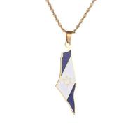 Halsketten Mit Anhänger In Form Einer Israel-Flagge Und Einer Karte,Patriotisches Hip-Hop-Andenken,Öltropfen,Sechszackiger Stern,Schmuck,Geschenke Für Paare,Halskette Mit Länderanhänger Und Karte