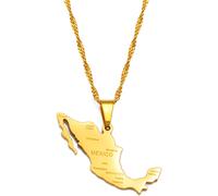 Halsketten mit Anhänger in Form einer Karte von Mexiko - Charm-Halsketten mit afrikanischer ethnischer Landkarte und Flagge, dünne Kette