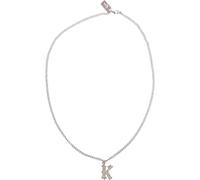 Halsreif KARL KANI "Karl Kani KK Rhinestone Pendant Cuban Link Chain", silber, Halsketten, Damen, onesize (74397961-0) silber