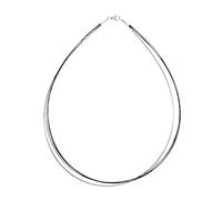 Halsreif - Nyloncollier 5-reihig -schwarz- - Edelstahl - Verschluß aus Silber 925/000