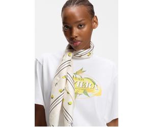 Halstuch HUGO "Auraize 90*90", Damen, open weiß 115, Satin, Polyester, gemustert, Modetücher, mit Print und HUGO Schriftzug (29935733-0) open weiß 115