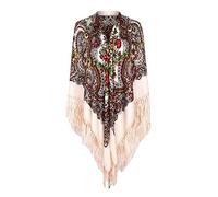 Halstuch mit traditionellem ukrainischem/polnischem/russischem Blumenmuster und Fransen Elegante Halstuch Schal