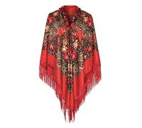 Halstuch mit traditionellem ukrainischem/polnischem/russischem Blumenmuster und Fransen Elegante Halstuch Schal