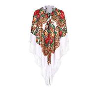 Halstuch mit traditionellem ukrainischem/polnischem/russischem Blumenmuster und Fransen Elegante Halstuch Schal