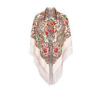 Halstuch mit traditionellem ukrainischem/polnischem/russischem Blumenmuster und Fransen Elegante Halstuch Schal