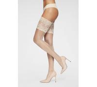 Halterlose Feinstrümpfe LASCANA, Damen, Gr. 40-42, braun (puder), Elasthan, Polyamid, normal, Socken, mit breitem Spitzenband in 20 DEN (57528907-40) puder