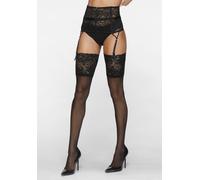 Halterlose Feinstrümpfe LASCANA, Damen, Gr. 56-58, schwarz, Polyamid, Elasthan, normal, Socken, mit breitem Spitzenband (28846565-56) schwarz