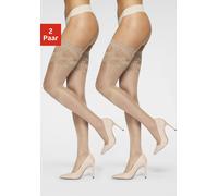 Vivance Halterlose Strümpfe, 20 DEN, (2 Paar), mit breitem Spitzenband 5 (52/54) beige Damen Strümpfe Dessous Damenwäsche 5 (52/54) natur