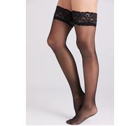 Halterlose Feinstrümpfe YSABEL MORA "HOLD-UPS BASIC COLLECTION", Damen, schwarz, Obermaterial: 90% Polyamid, 10% Elasthan, unifarben, Socken, mit zarter Spitzen-Verzierung für einen verträumten Look (