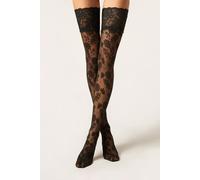 Halterlose Strümpfe Mit Blumen Schwarz 1/2
