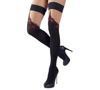 Halterlose Strümpfe Schwarz/Weinrot