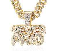 Halukakah ● 4EVER PAID ● Goldkette für Herren 18k Echtgold PlattiertIced Out Anhänger Halskette,Volle Cz-Labordiamanten Zinken-Set,14mm Kubanische Gliederkette 45cm,Kostenlose Geschenkbox