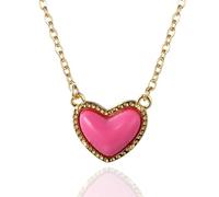 Halukakah Ari Karminroter Rubin Herz 18k Echtgoldbeschichtete Anhänger Halskette - Eleganter Femininer Schmuck,Handgefertigtes Geschenk für Valentinstag,Jubiläen,Alltag,mit Geschenkbox.Verstellbare