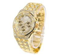 Halukakah Diamant Golduhr, Herren 18K Echt Vergoldet 40MM Breite Römische Zahlen Wählen Quarz Armband 22cm, mit Geschenkbox