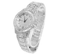 Halukakah Diamant Golduhr, Herren Platin Weiß Vergoldet 38MM Breite Rund Wählen Quarz Armband 22cm, mit Geschenkbox