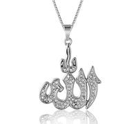 Halukakah Goldkette für Männer Iced Out,Platin Weißgold Allah Islam Symbol Anhänger Halskette,Volle Cz Labordiamanten Zinken-Set,mit Baby Tennis Kette 50cm,Kostenlose Geschenkbox