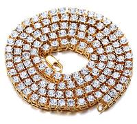 Halukakah Herren Goldkette Iced Out,5.5MM Herren Tenniskette 18 Karat Echt Vergoldet Halsband Halskette 50cm,Labordiamant Zinken-Set,Geschenk für Ihn