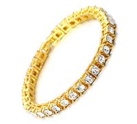 Halukakah Herren Goldkette Iced Out,5.5MM Herren Tenniskette 18 Karat Echt Vergoldetes Armband 20cm,Labordiamant Zinken-Set,Geschenk für Ihn