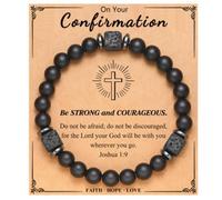 Halukakah Herren Schungit Armband mit Lavastein Perlen - Geburtstags, Abschluss, Ruhestands, Naturstein Christliches Geschenk für Väter, Ehemänner, Teenager - mit Karte Kreuz