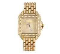 Halukakah Herrenuhr - Moissanit Diamant Iced Out - Luxus 18K Echtgold Plattiert,Japanisches Quarzwerk,38MM Quadratisches Zifferblatt mit Kalender,21,5cm Armband - Kommt mit Geschenkbox