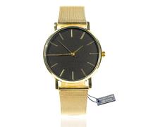 Halukakah Minimalistische Edelstahl-Herrenuhr - 24 Karat Echtgold Plattiertes Uhrenarmband, Schwarzes Zifferblatt. Wird mit Eleganter Geschenkbox Geliefert