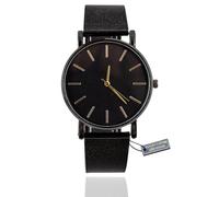 Halukakah Minimalistische Edelstahl-Herrenuhr - Rhodium Plattiertes Uhrenarmband, Schwarzes Zifferblatt Goldene Zeiger. Wird mit Eleganter Geschenkbox Geliefert