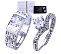 Halukakah Moissanite Verlobungsring 925er Sterlingsilber Paar-Ring für Männer Frauen mit 1 Karat Labordiamant und Zertifikat,1,0ct Glänzender Schmuck für Hochzeit,Feiern,Geburtstage,Verstellbare Größe