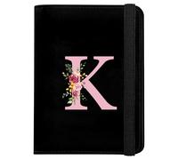 hamatata Reisepasshülle mit Initialen, Schwarz Kunstleder Schutzhülle Reisepass mit RFID Blockier, Passport Holder, Reisezubehör, Schutzhülle Tasche für Kreditkarten Ausweis und Reisedokumente(K)