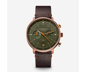 Hamburg Chrono dunkelgrün - Leder - Vintage mokka