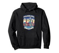 Hamburg Deutschland Reise Souvenir Port City Skyline Grafik Pullover Hoodie