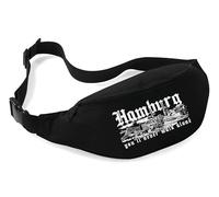 Hamburg Skyline Bauchtasche | Fußball Fan Hüfttasche mit Stadtsilhouette - Gürteltasche im Einsatzstil für Spieltag & Freizeit - Unisex | M2 Schwarz