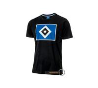 Hamburger SV HSV T-Shirt Herren mit großer HSV-Raute, Rundhalsausschnitt, 100% Baumwolle + FanEmotion Flaschenöffner (DE/NL/SE/PL, Alphanumerisch, M, Regular, Regular, Logo Schwarz)