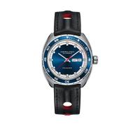 Herrenuhr Hamilton Pan Europ Day Date Automatik 42mm mit blauem Zifferblatt und Kalbsleder-Armband H35405741
