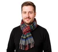 Hamilton Kilts Schal aus 100% Lammwolle, schottischer Clan-Tartan-Schal, luxuriöser, weicher Winter-Stola mit Quasten, Grey Stewart