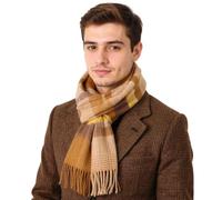 Hamilton Kilts Schal aus 100% Lammwolle, schottischer Clan-Tartan-Schal, luxuriöser, weicher Winter-Stola mit Quasten, Braun